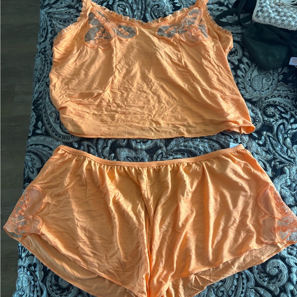 Savage X Fenty Orange Lace Sleepwear Set
